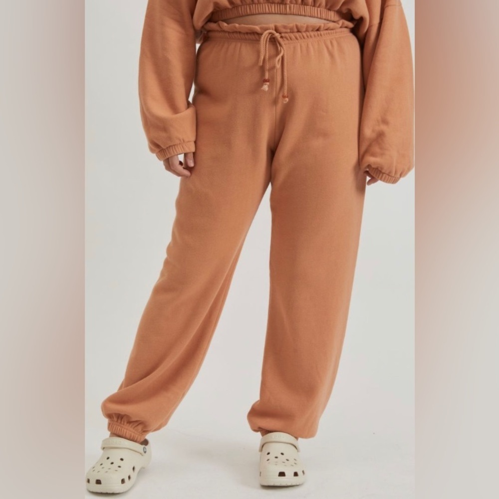 DONNI. Women’s Vintage Fleece Gem Sweatpants in Penny Size XL NEW